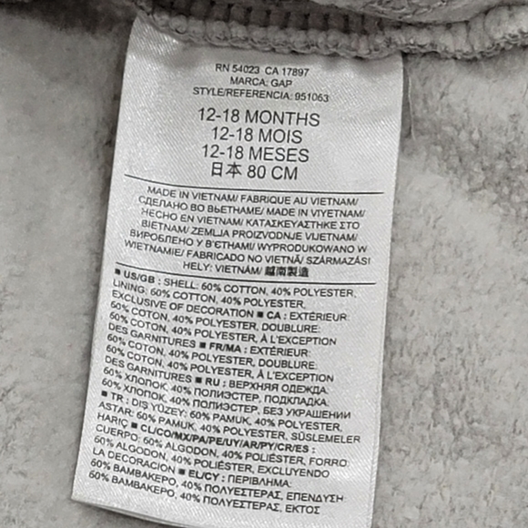 GAP Logo Zip Hoodie 12-18 Months - Picture 12 of 13